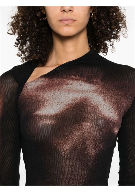 asymetric collar long dress woman black and brown JEAN PAUL GAULTIER | 25/04-W-DR051-M010P0060